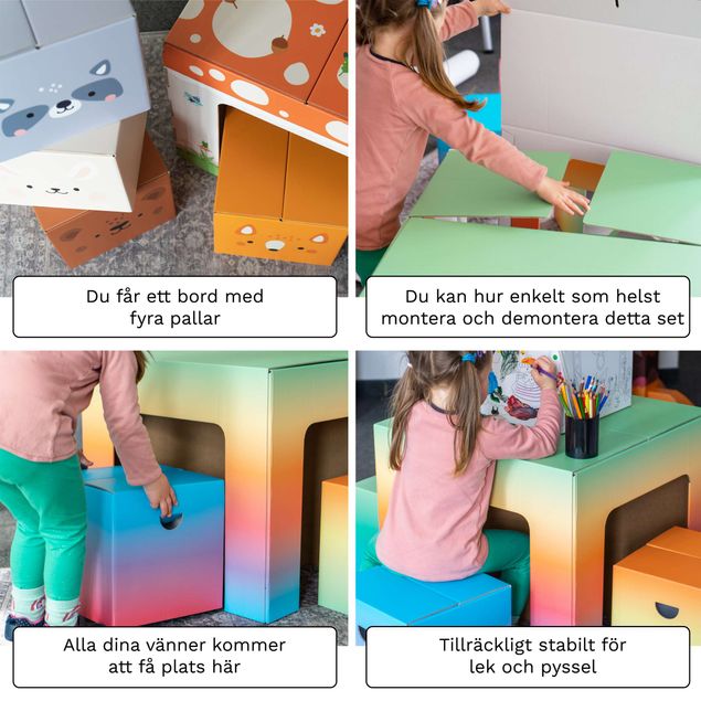 FOLDZILLA Barnbord och stolar - Barnbord och stolar - Vit som kan färgläggas och för klistermärken